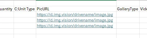 PicURL cell in csv