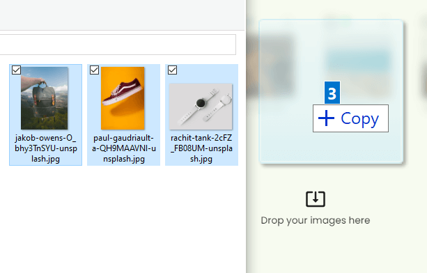 Drag and drop image uploading