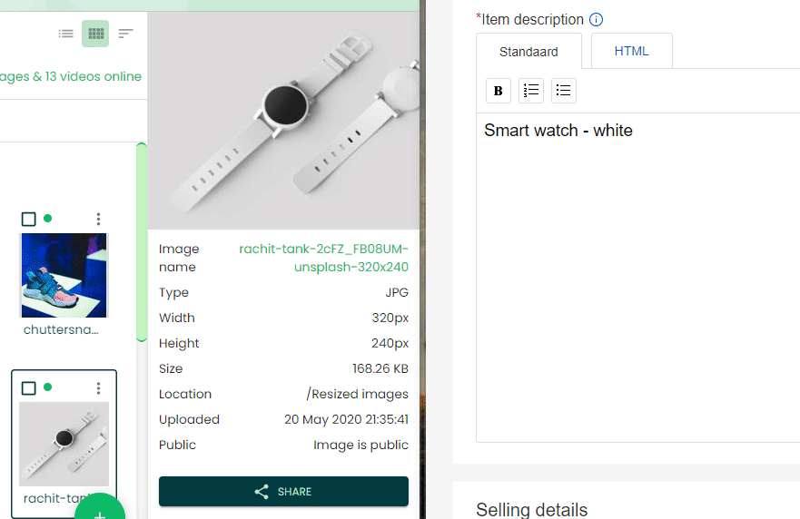 Drag and drop images in eBay item descriptions