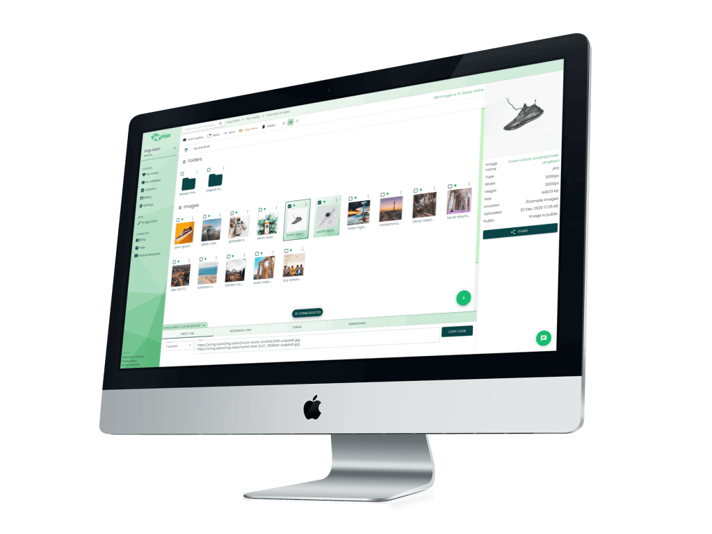 Mac showing Img.vision dashboard